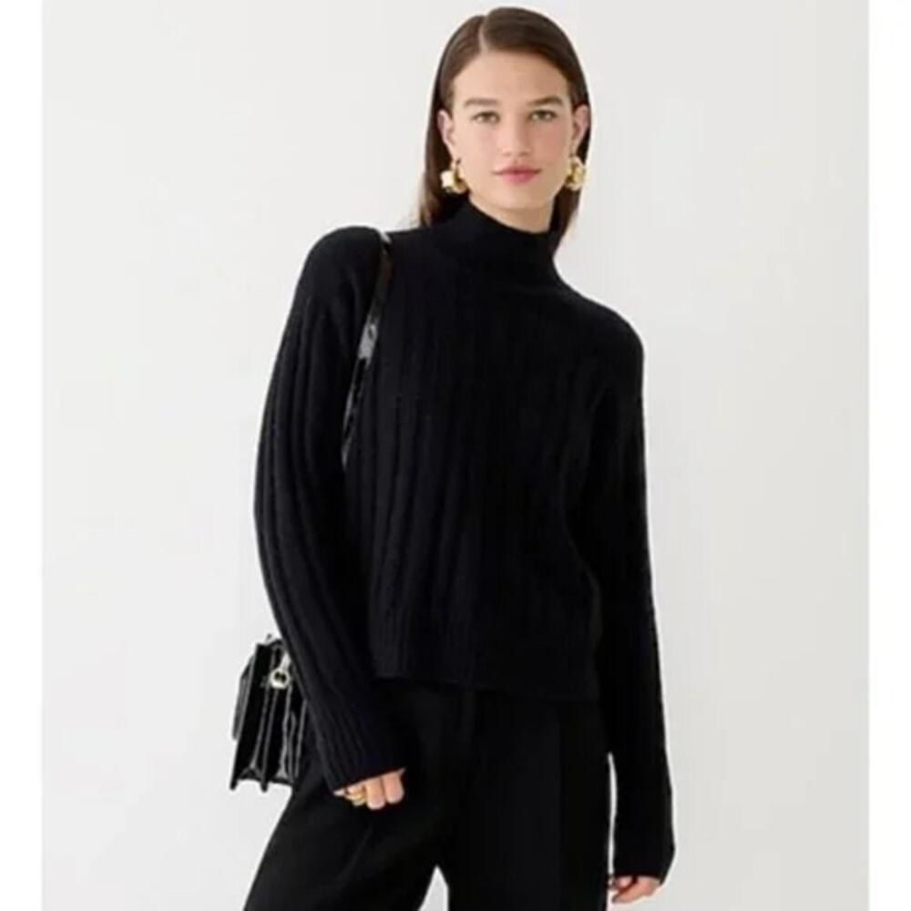 J.Crew Ribbed Mockneck Supersoft Yarn Sweater Black Size XS